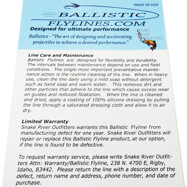 Ballistic Fly Lines "Vector XL" Series