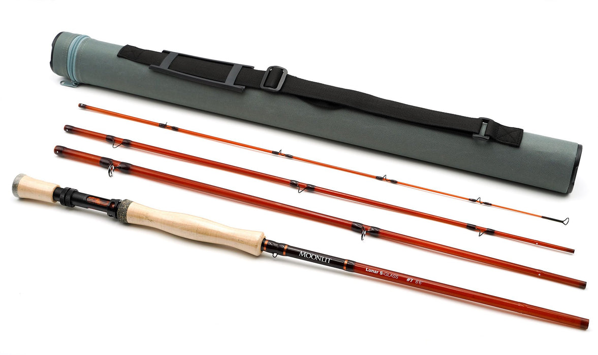 7wt Moonlit Lunar S-GLASS Fiberglass Fly Rod w/case & Fighting Butt (new model)