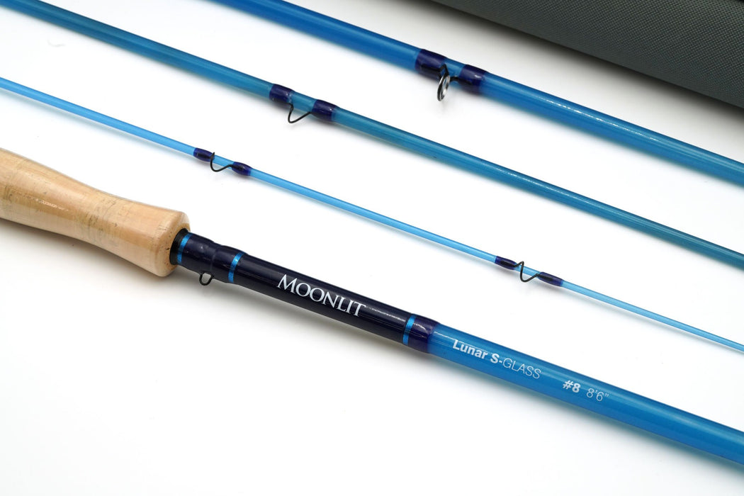 8wt Moonlit Lunar S-GLASS Fiberglass Fly Rod w/case & Fighting Butt