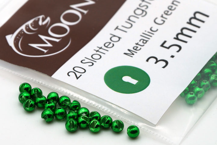 Slotted Tungsten Beads - Metallic Green