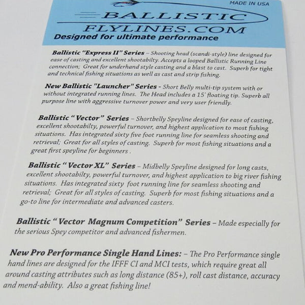 Ballistic Fly Lines "Vector" Series