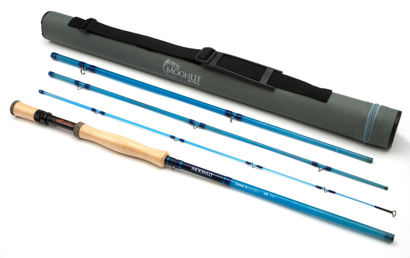 8wt Moonlit Lunar S-GLASS Fiberglass Fly Rod w/case & Fighting Butt