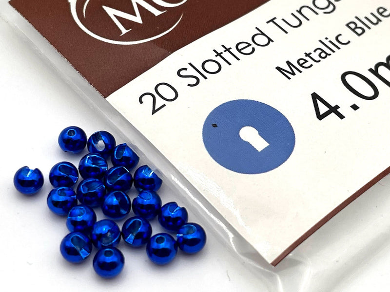 Slotted Tungsten Beads - Metallic Blue