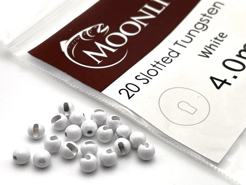 Slotted Tungsten Beads - White