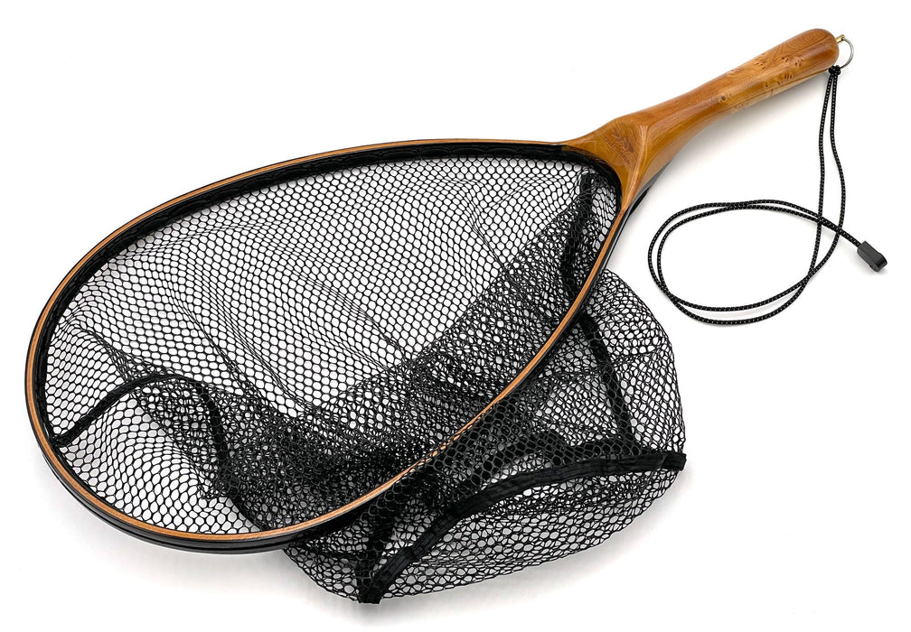 Fly Fishing Wooden Landing Net with Black Rubber Net - China