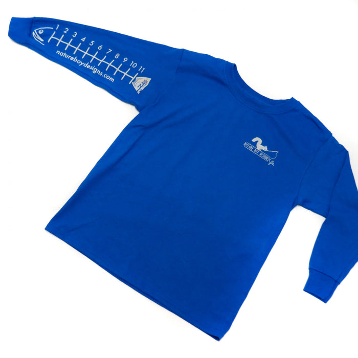 Nature Boy Designs Jr. "SIZE MATTERS" Youth L/S Tee, Royal Blue