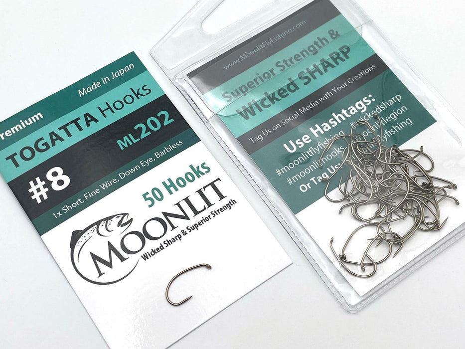 Moonlit TOGATTA ML202 Premium Barbless Hook (50 pack) — Leland Fly